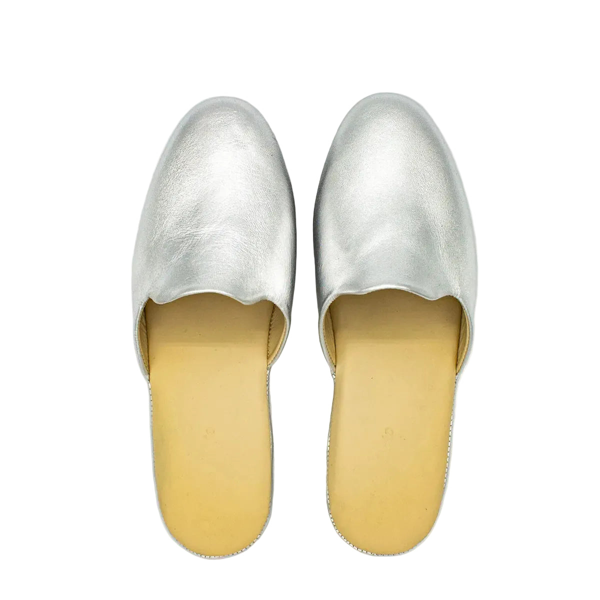 Pantofole pianelle accollate in nappa argento