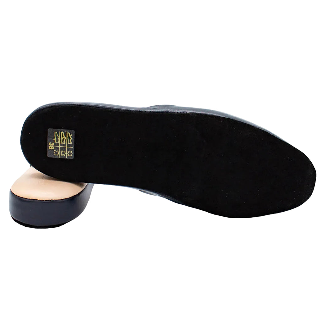Pantofole pianelle accollate in nappa blu