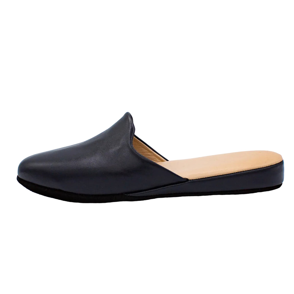 Pantofole pianelle accollate in nappa blu