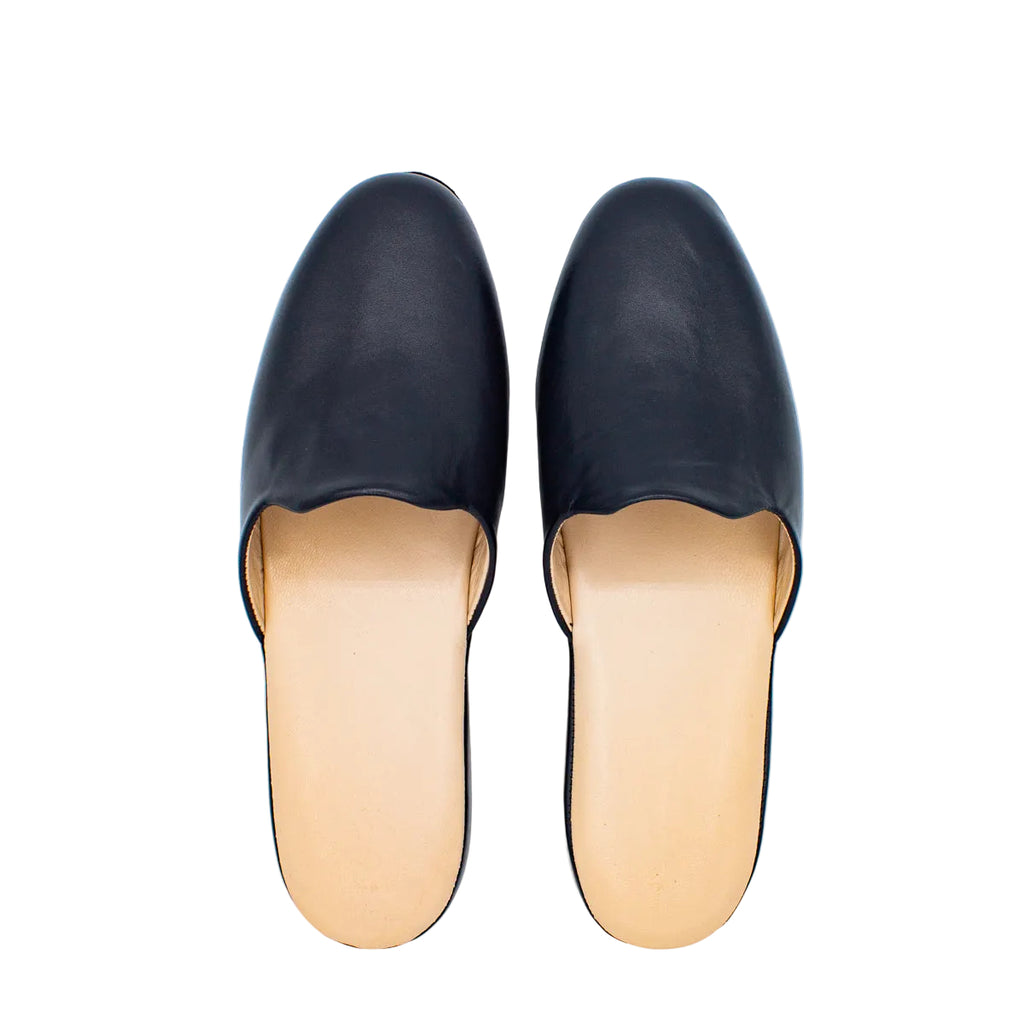 Pantofole pianelle accollate in nappa blu