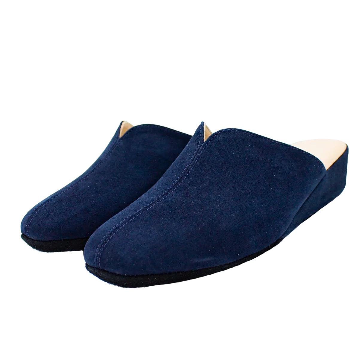 Pantofole scollate in camoscio blu