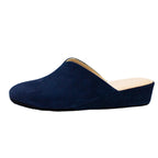 Pantofole scollate in camoscio blu