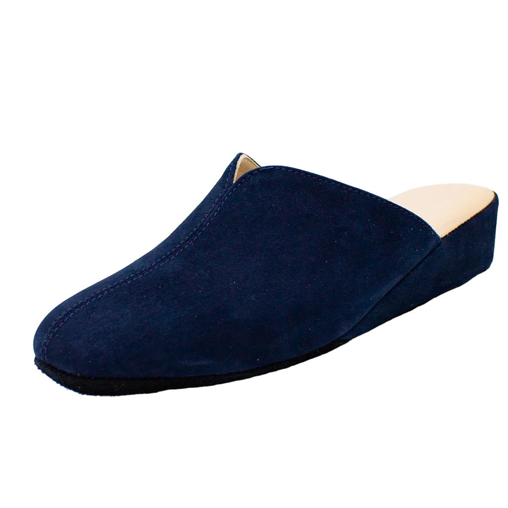 Pantofole scollate in camoscio blu