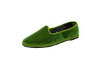 Structured sage green velvet slippers