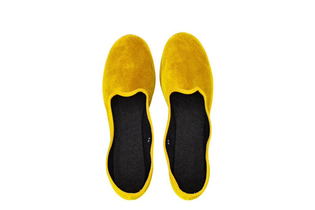 Friulane strutturate in velluto giallo senape