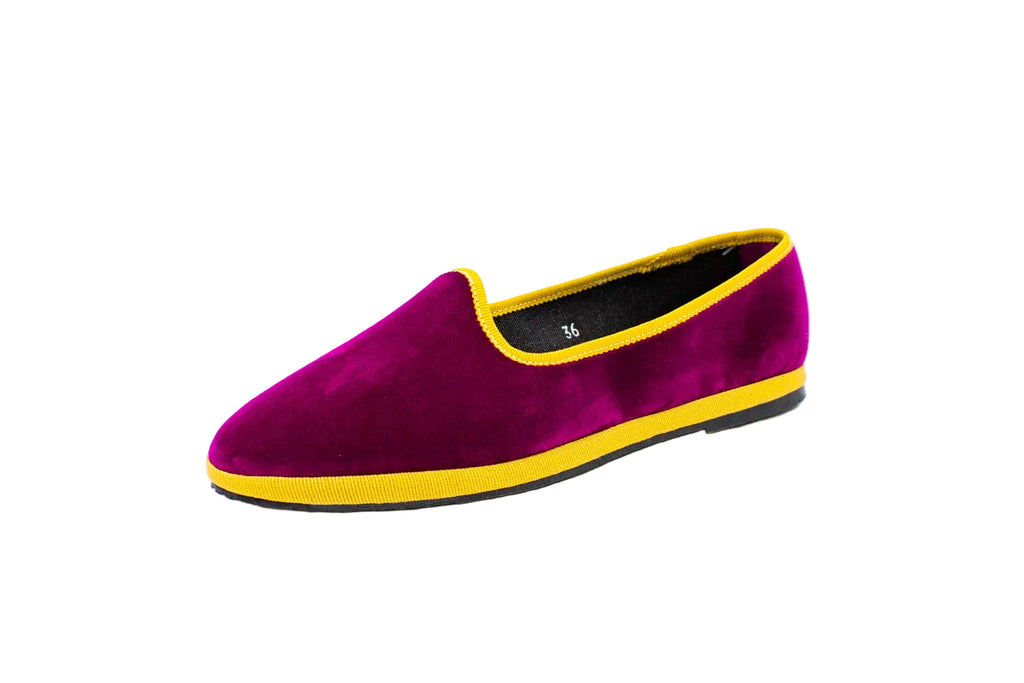 Two-tone Friulane in fuchsia-ochre velvet