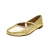 Ballerine in pelle con elastici incrociati platino