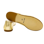 Silver leather ballet flats with crossed elastics