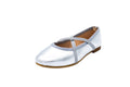 Silver leather ballet flats with crossed elastics