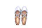 Silver leather ballet flats with crossed elastics