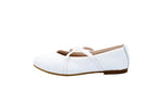 White leather ballet flats with crossed elastics