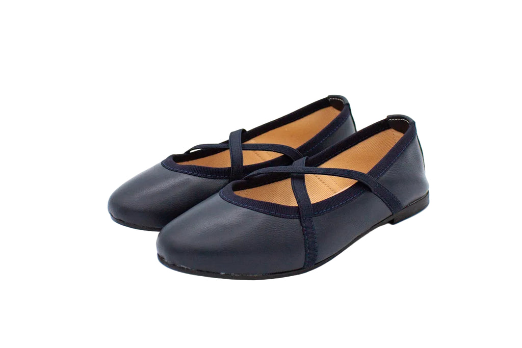 Ballerine in pelle con elastici incrociati blu