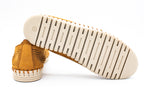 Perforated nubuck ballet flats with elastic straps