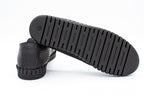 Ballerine traforate in pelle con elastici nero