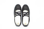 Ballerine traforate in pelle con elastici nero