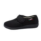Pantofole da donna in tessuto elasticizzato con velcro nero