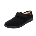 Pantofole da donna in tessuto elasticizzato con velcro nero