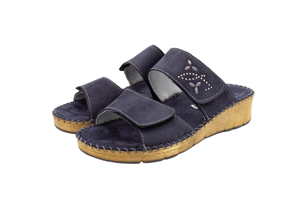 Ciabatte comfort in nabuk Palo blu