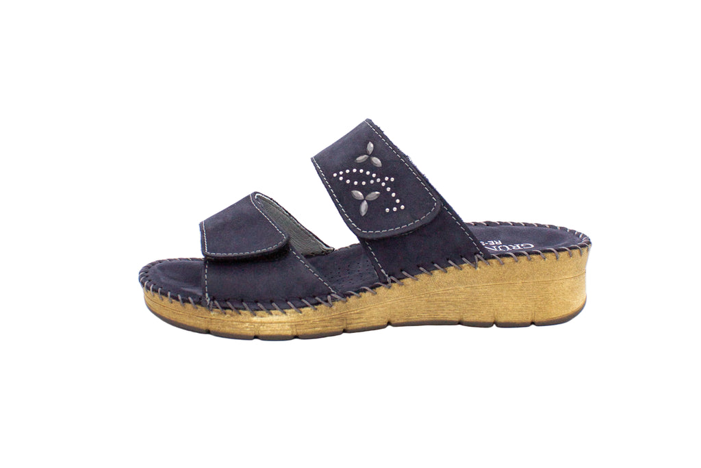 Ciabatte comfort in nabuk Palo blu
