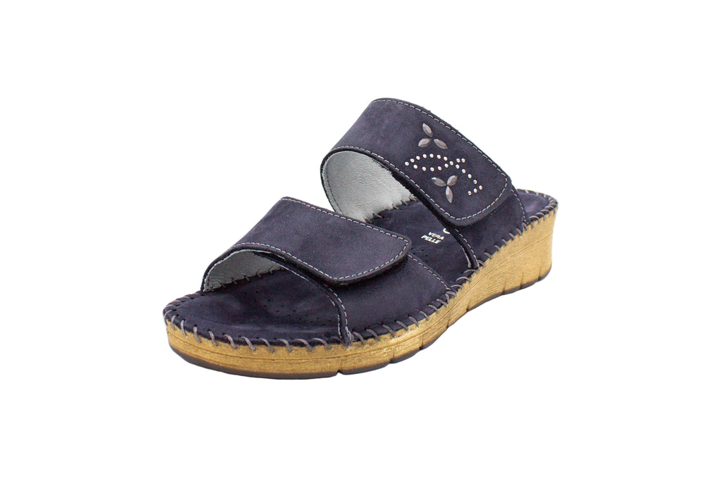 Ciabatte comfort in nabuk Palo blu