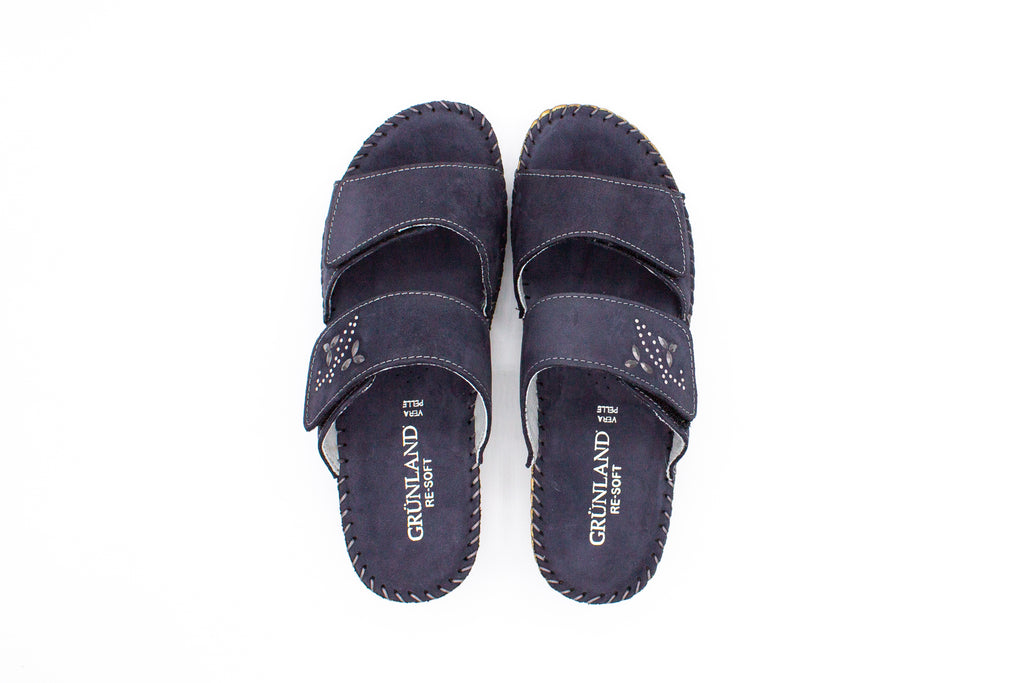 Ciabatte comfort in nabuk Palo blu