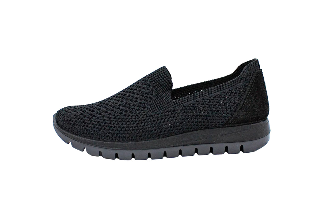 Black knit slip-on with removable insole