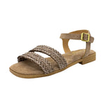 Sandali bassi donna in pelle intrecciata tortora taupe