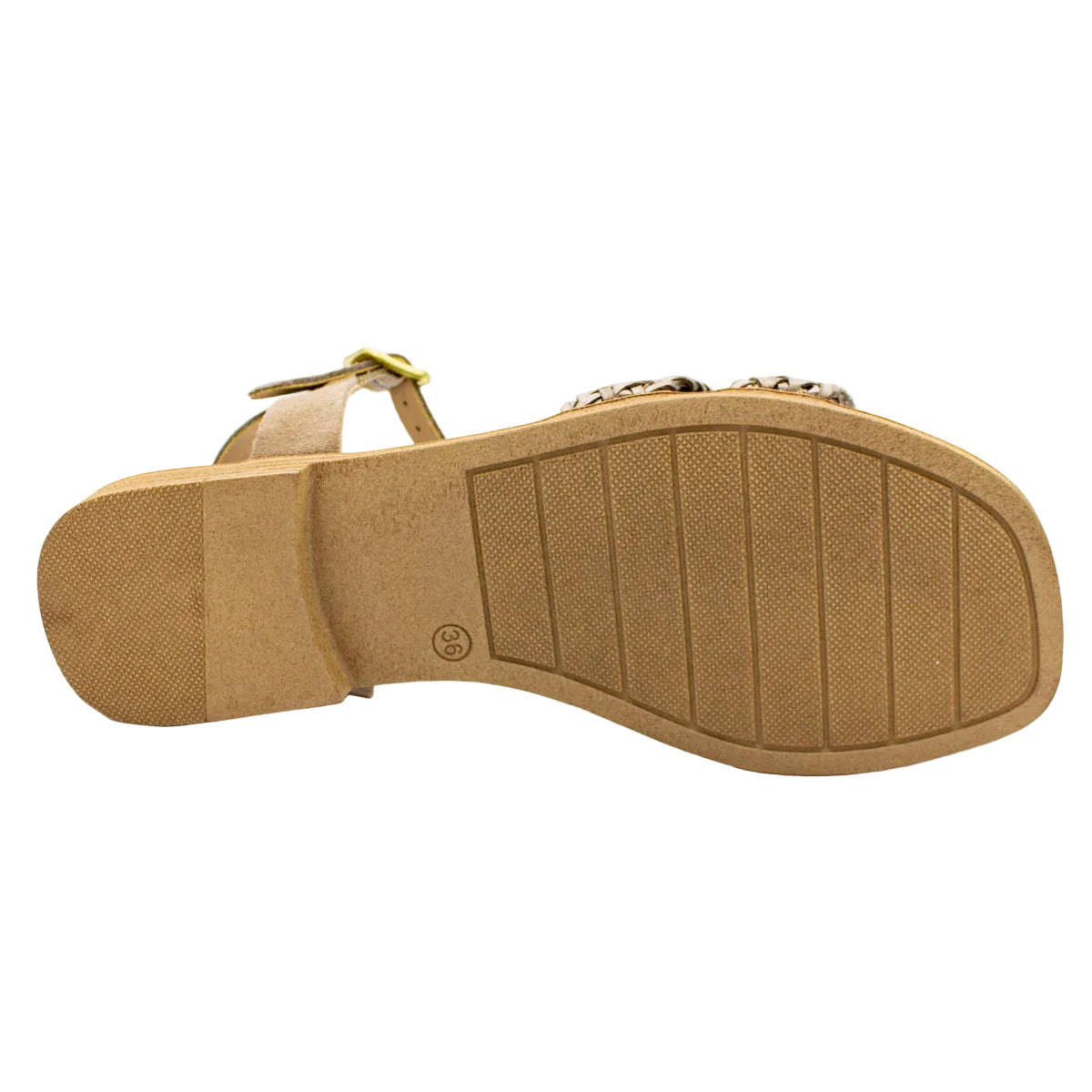 Sandali bassi donna in pelle intrecciata tortora taupe