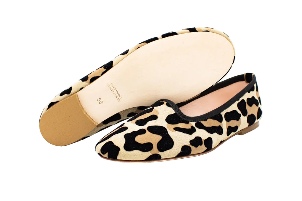 Slippers donna in camoscio stampa leopardo