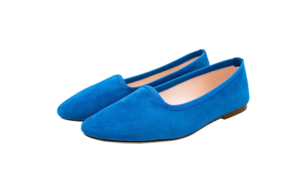 Slippers donna in camoscio avio