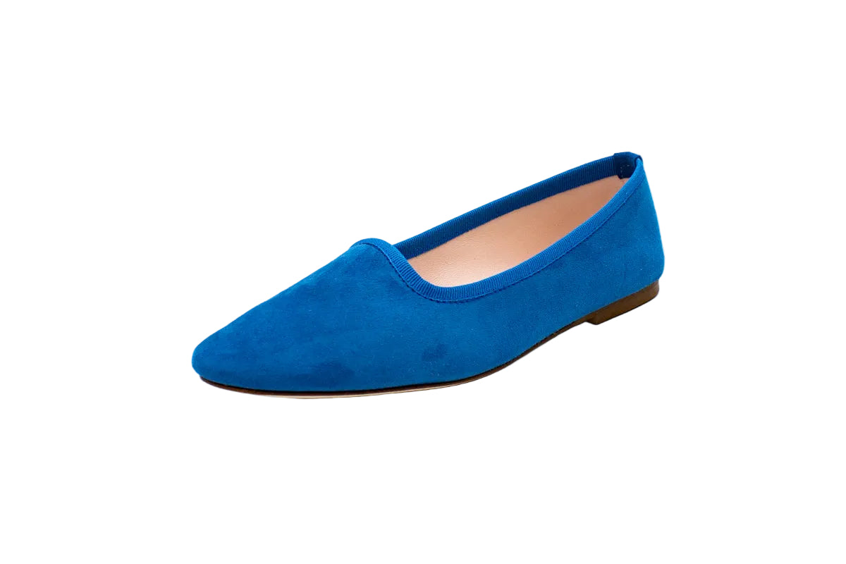 Slippers donna in camoscio avio