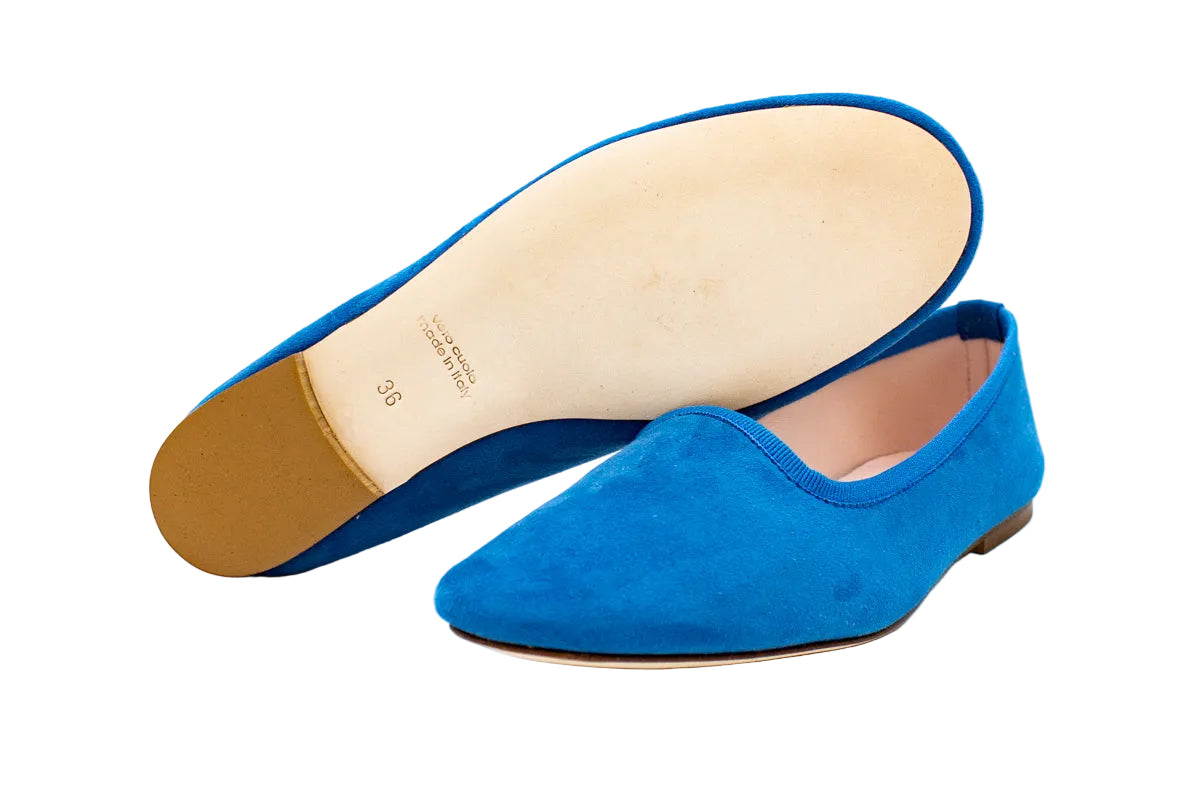 Slippers donna in camoscio avio