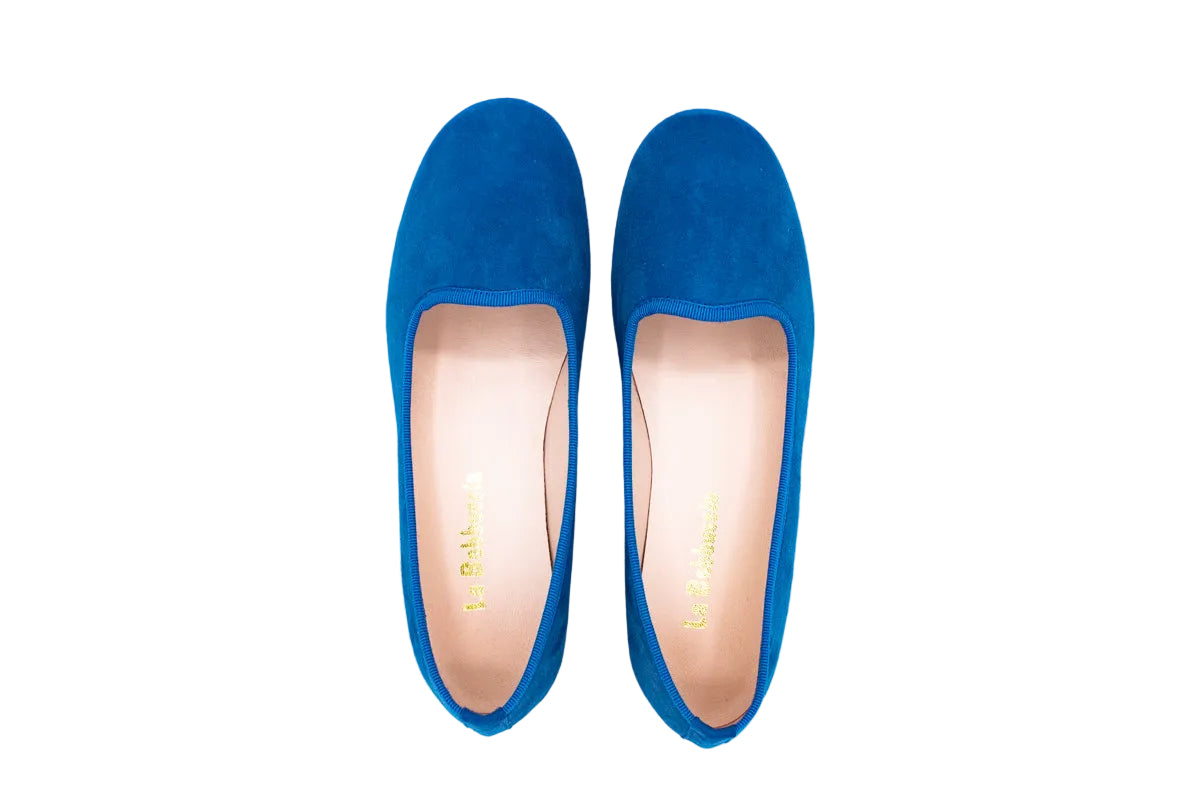 Slippers donna in camoscio avio