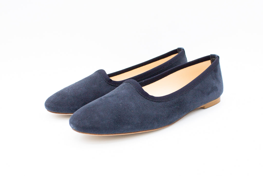 Blue suede women's slippers