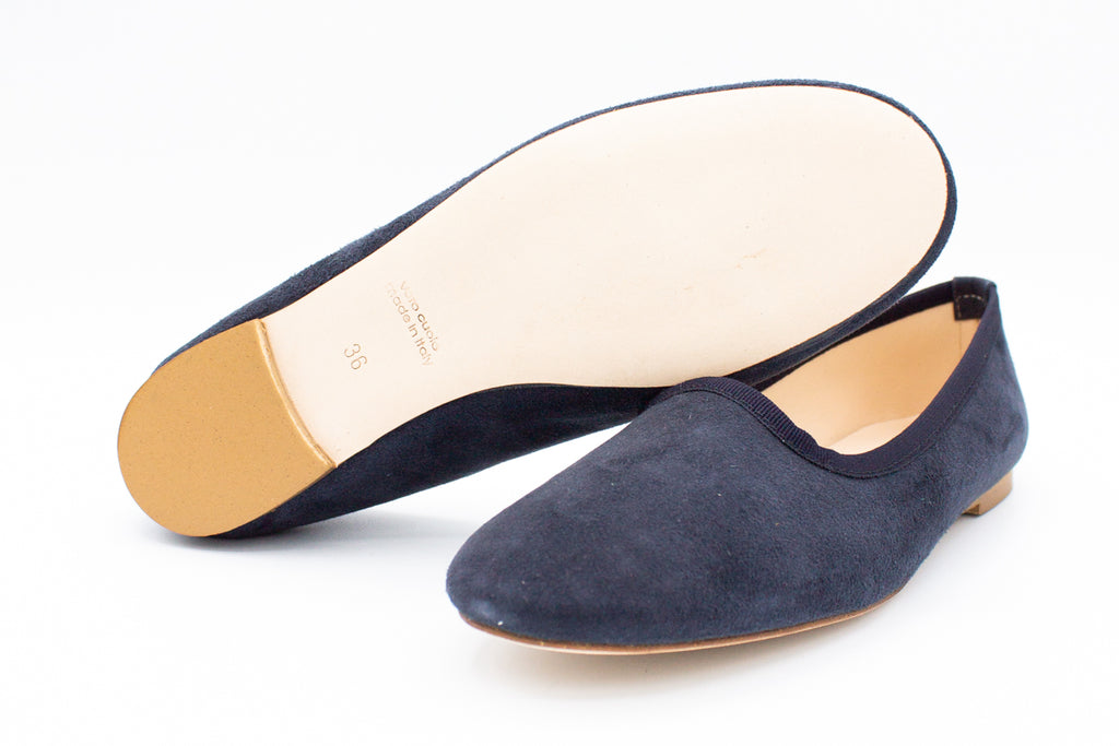 Blue suede women's slippers