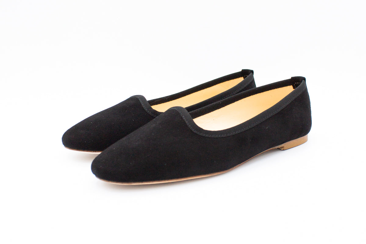 Slippers donna in camoscio nero