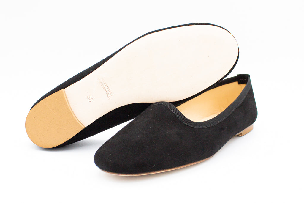 Slippers donna in camoscio nero