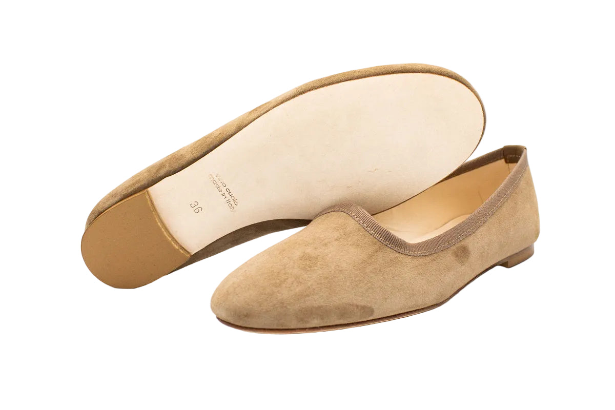 Slippers donna in camoscio beige