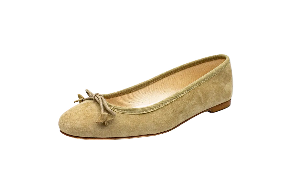 Ballerine scollate in camoscio beige