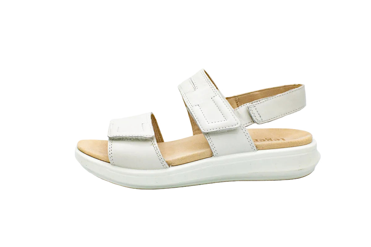 Sandali Ella in pelle con tre velcri bianco