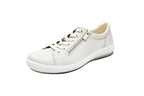 Leather sneakers with removable footbed