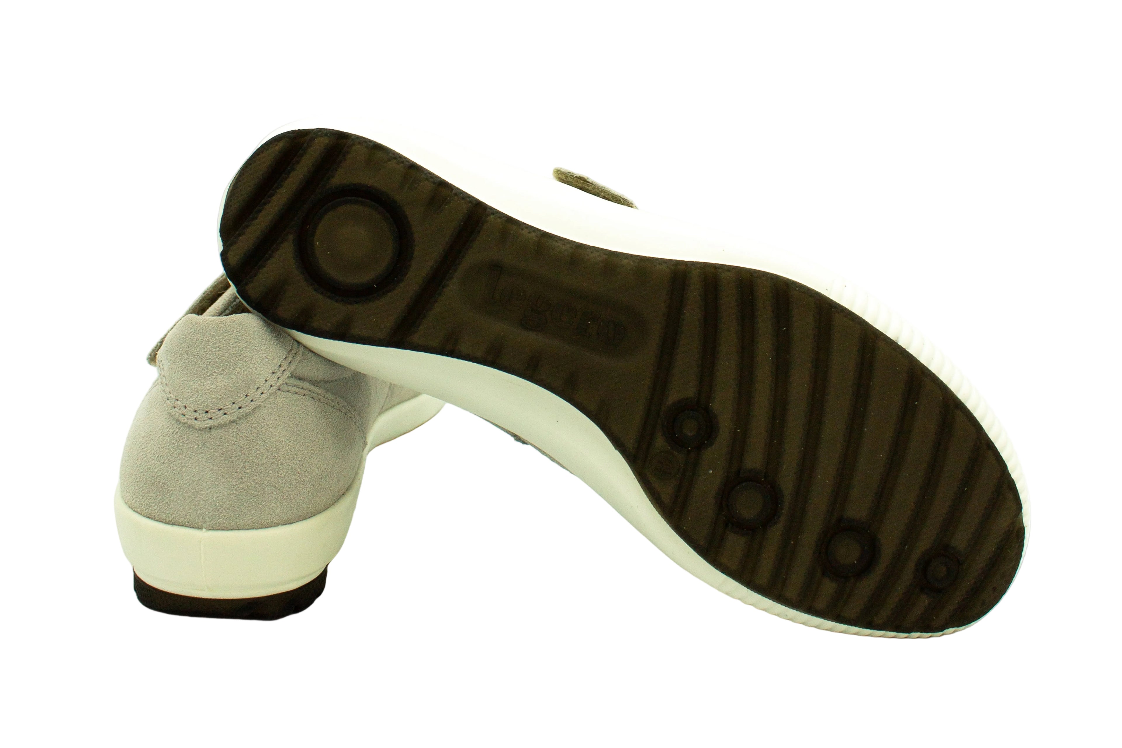 Ballerine in camoscio con cinturino grigio