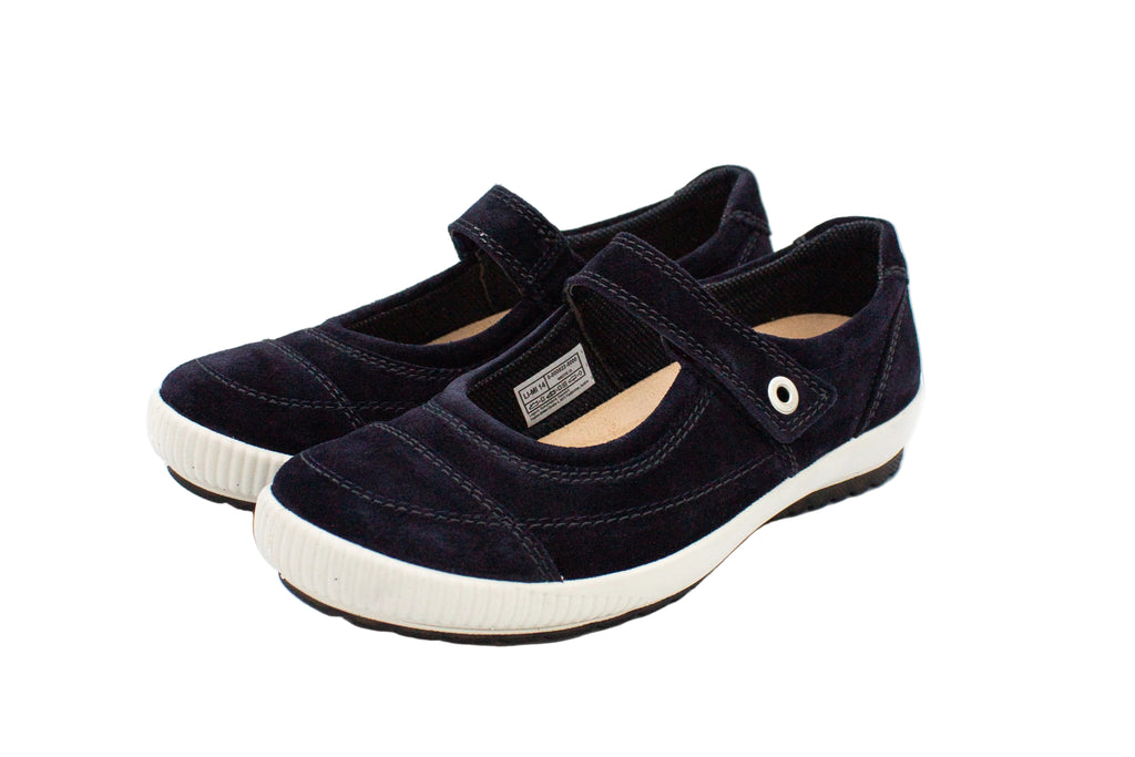 Ballerine in camoscio con cinturino blu