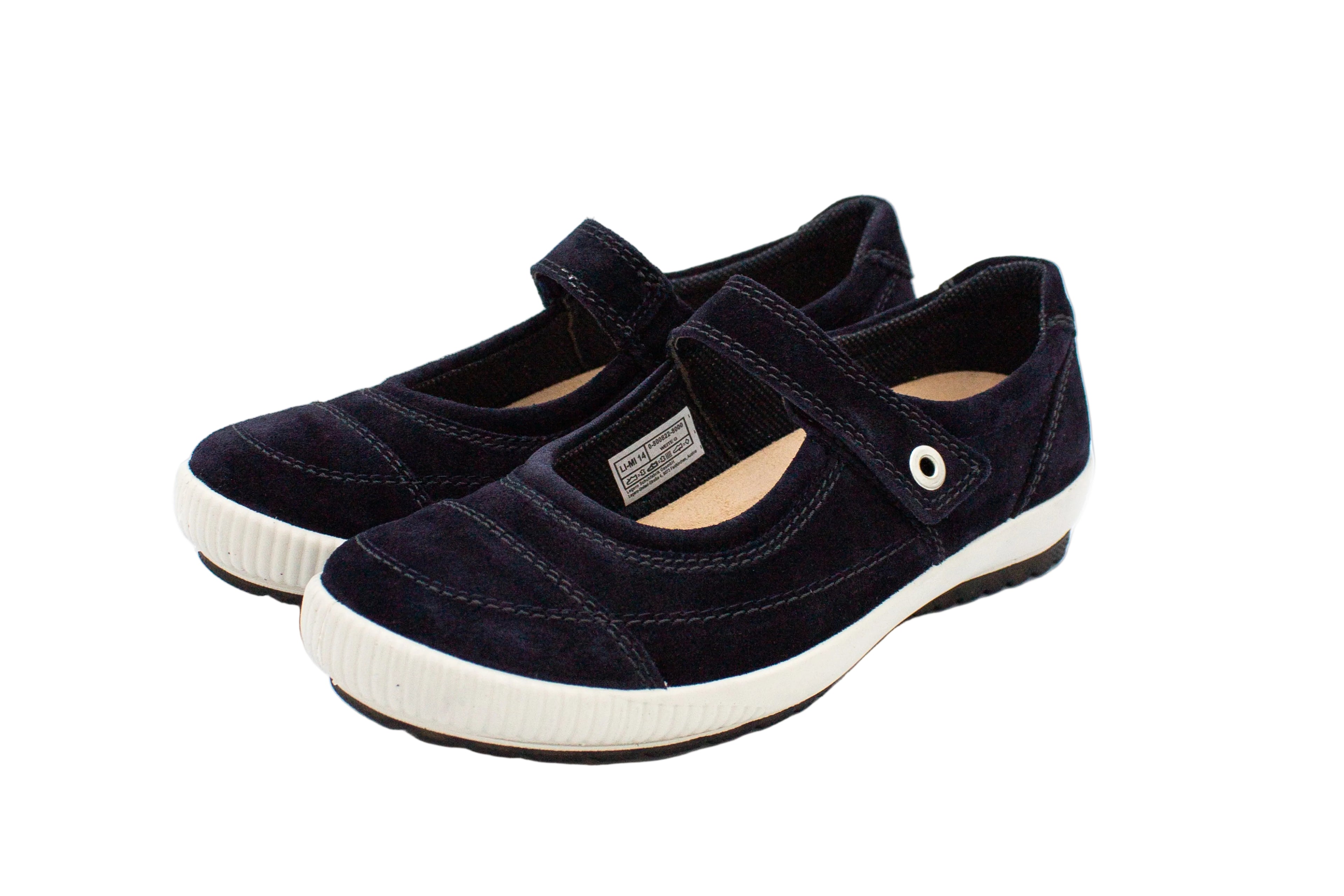 Ballerine in camoscio con cinturino blu