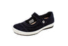 Ballerine in camoscio con cinturino blu