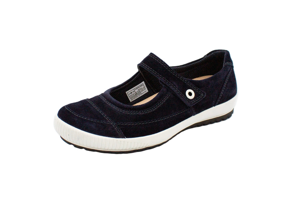 Ballerine in camoscio con cinturino blu