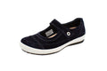 Ballerine in camoscio con cinturino blu