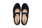 Ballerine in camoscio con cinturino blu