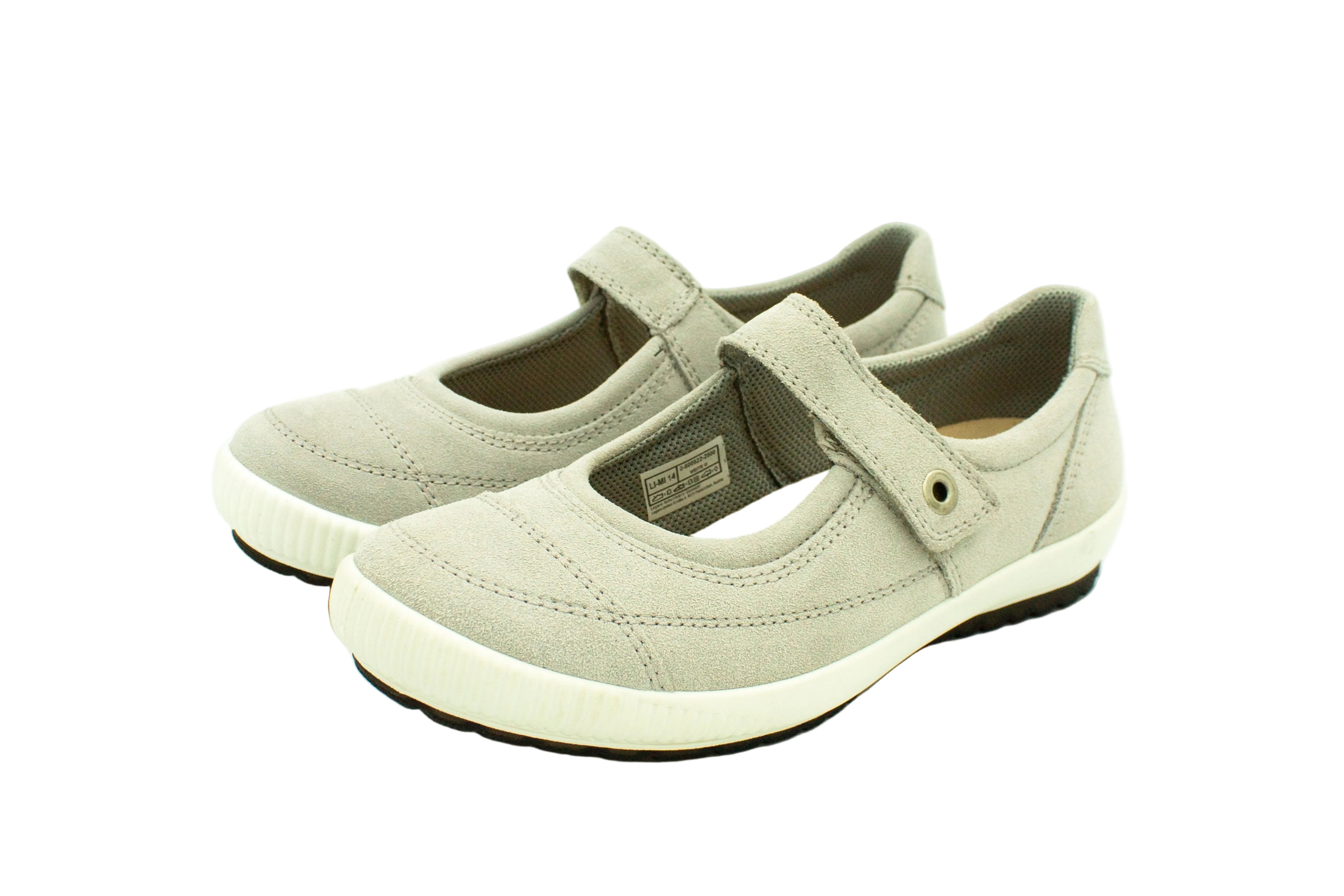 Ballerine in camoscio con cinturino grigio