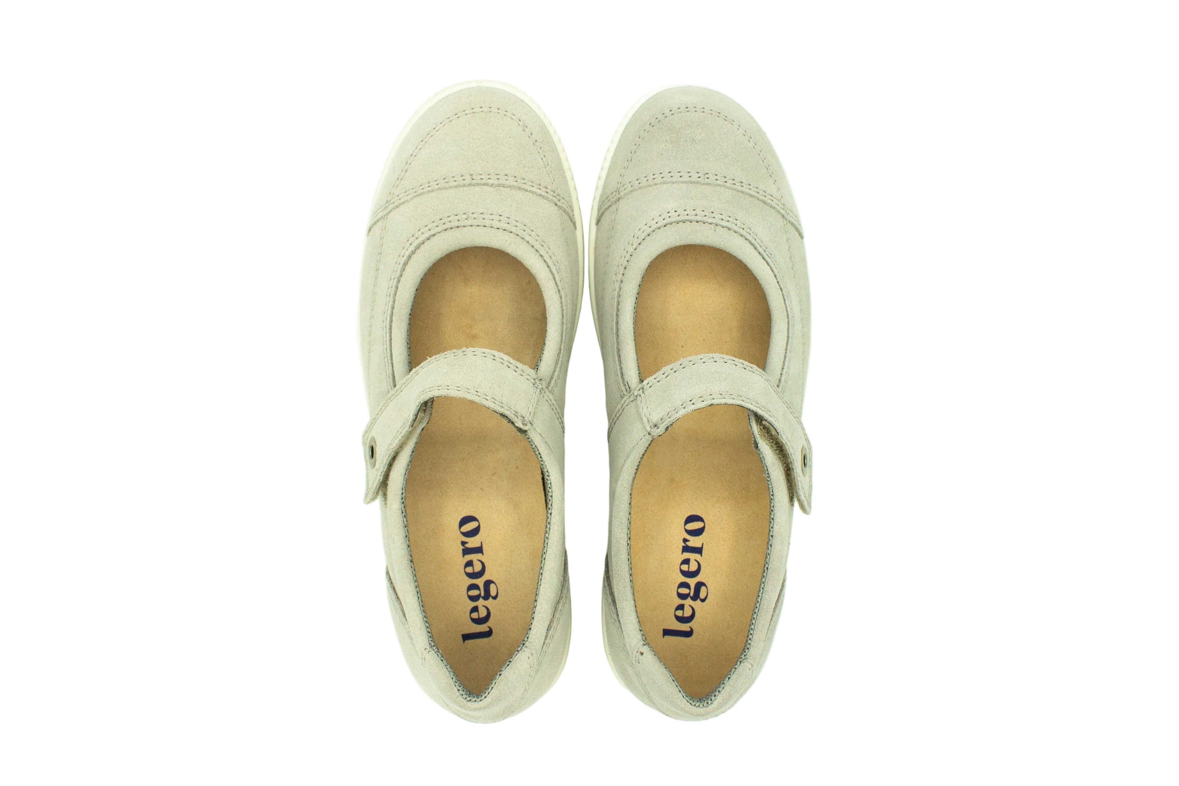 Ballerine in camoscio con cinturino grigio